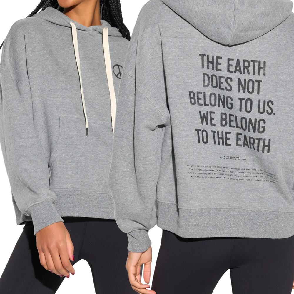 Spiritual Gangster Earth Bel Air Cotton Hoodie Womens L Heather Grey NWT